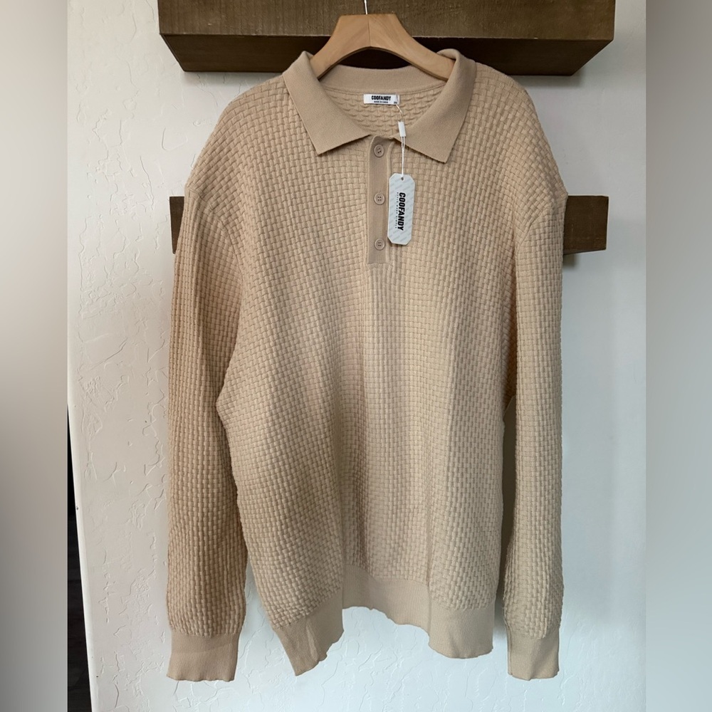 Coofandy|Gender neutral oversized fisherman knit sweater in tan neutral,NWT-plus